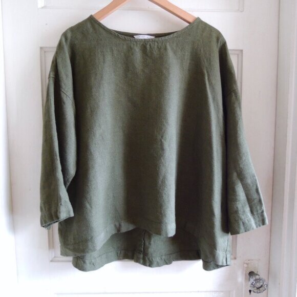 Linenfox Pine Green Harper Linen Tunic *Oversized* S - Picture 1 of 8